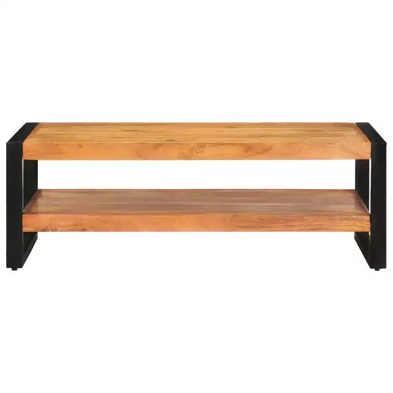 Mesa de centro de madera recuperada y hierro – Marrón oscuro / Marrón claro