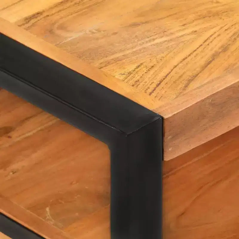 Mesa de centro de madera recuperada y hierro – Marrón oscuro / Marrón claro
