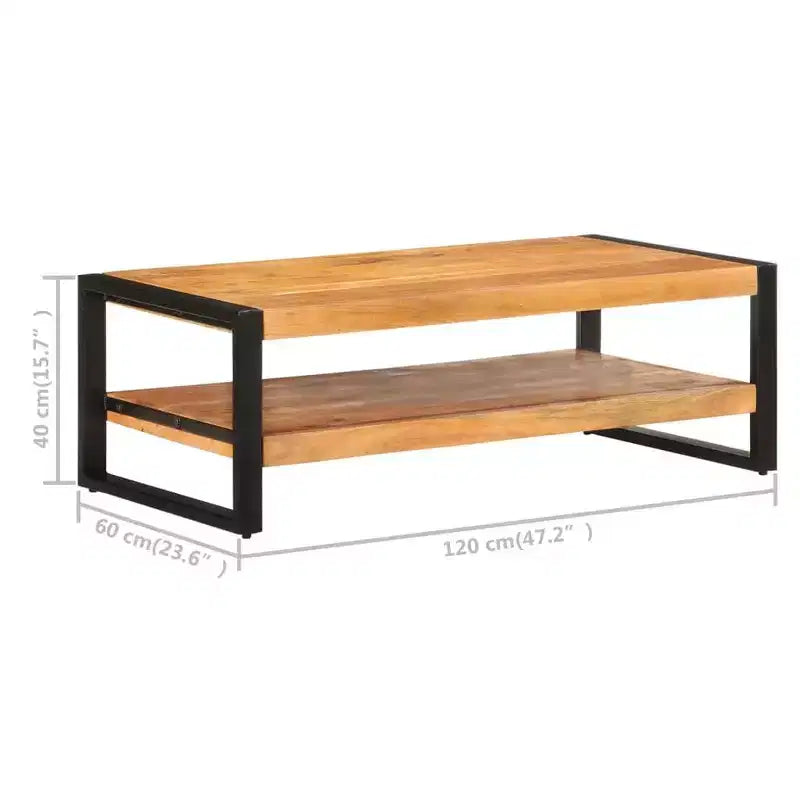 Mesa de centro de madera recuperada y hierro – Marrón oscuro / Marrón claro