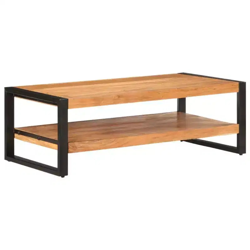 Mesa de centro de madera recuperada y hierro – Marrón oscuro / Marrón claro