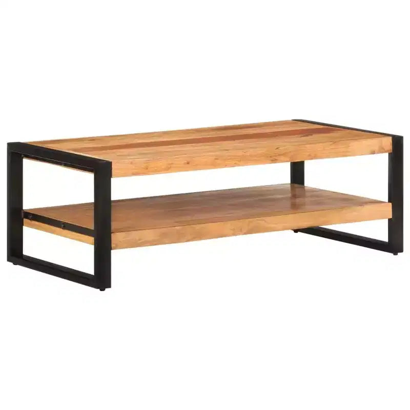 Mesa de centro de madera recuperada y hierro – Marrón oscuro / Marrón claro