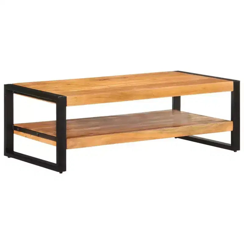 Mesa de centro de madera recuperada y hierro – Marrón oscuro / Marrón claro