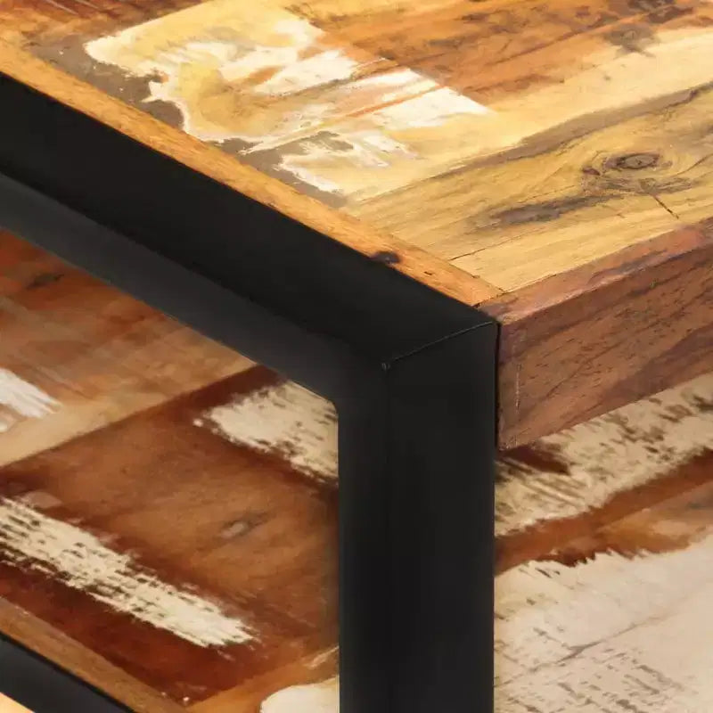 Mesa de centro de madera recuperada y hierro – Marrón oscuro / Marrón claro