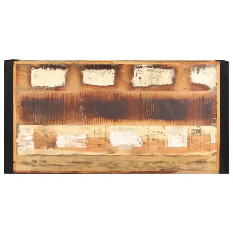 Mesa de centro de madera recuperada y hierro – Marrón oscuro / Marrón claro