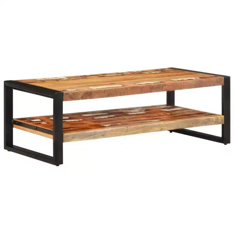 Mesa de centro de madera recuperada y hierro – Marrón oscuro / Marrón claro