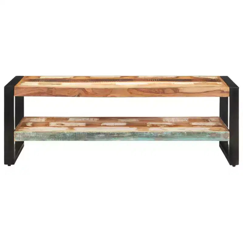 Mesa de centro de madera recuperada y hierro – Marrón oscuro / Marrón claro