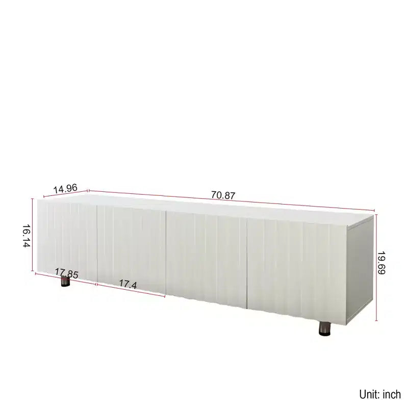 Mueble de TV Moderno Blanco 70" – Almacenamiento con 2 Cajones, se Adapta a TV de hasta 65"