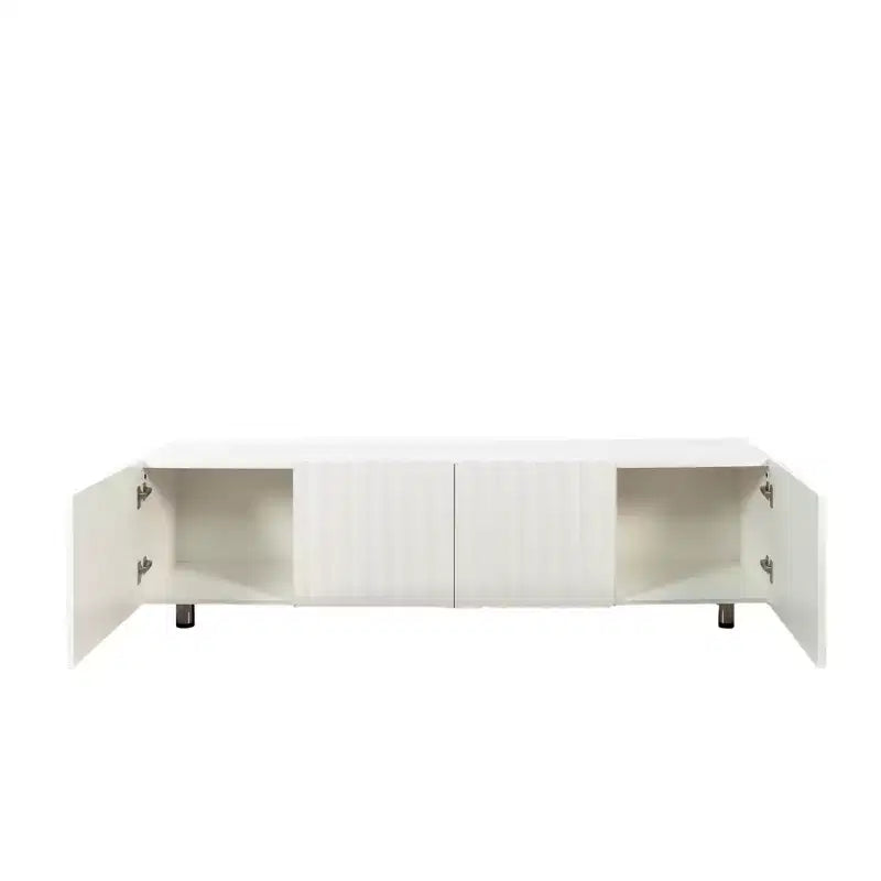 Mueble de TV Moderno Blanco 70" – Almacenamiento con 2 Cajones, se Adapta a TV de hasta 65"
