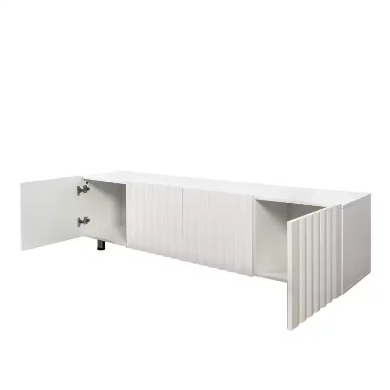 Mueble de TV Moderno Blanco 70" – Almacenamiento con 2 Cajones, se Adapta a TV de hasta 65"