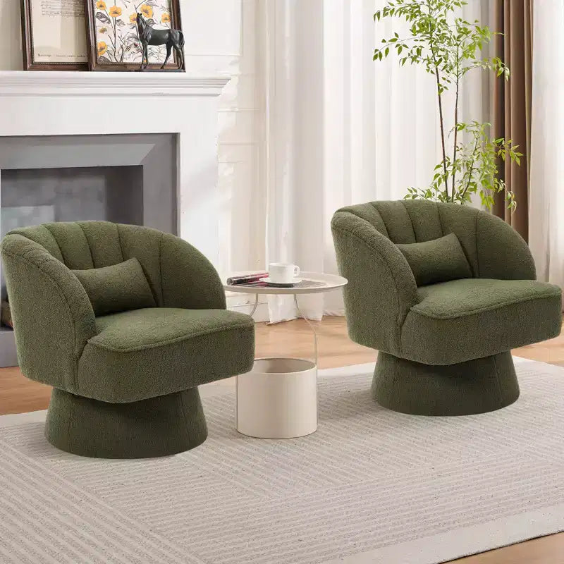 Sillón giratorio individual de forro polar marrón, rotación 360°