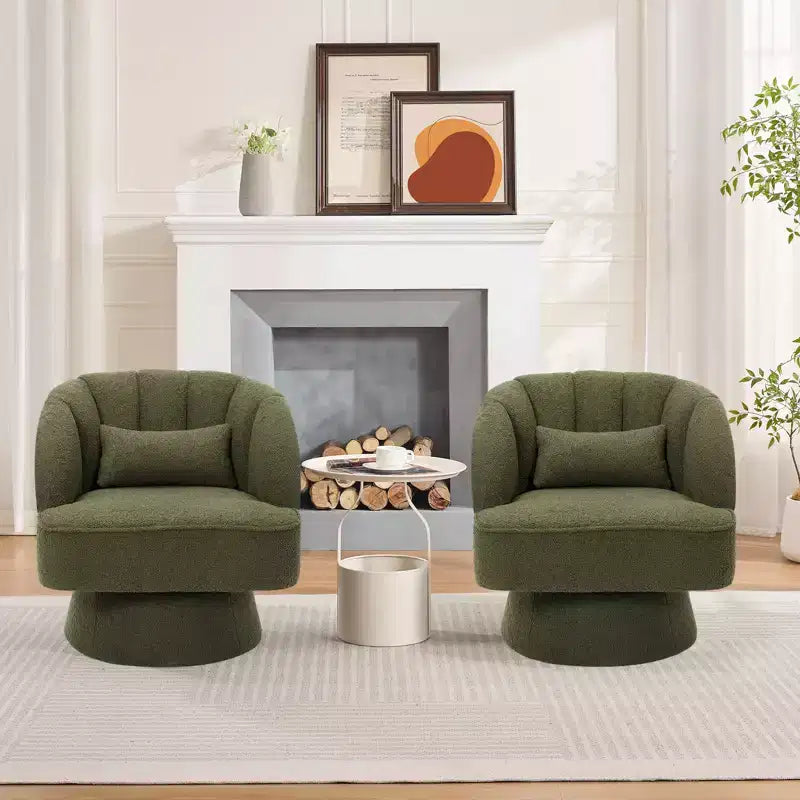 Sillón giratorio individual de forro polar marrón, rotación 360°