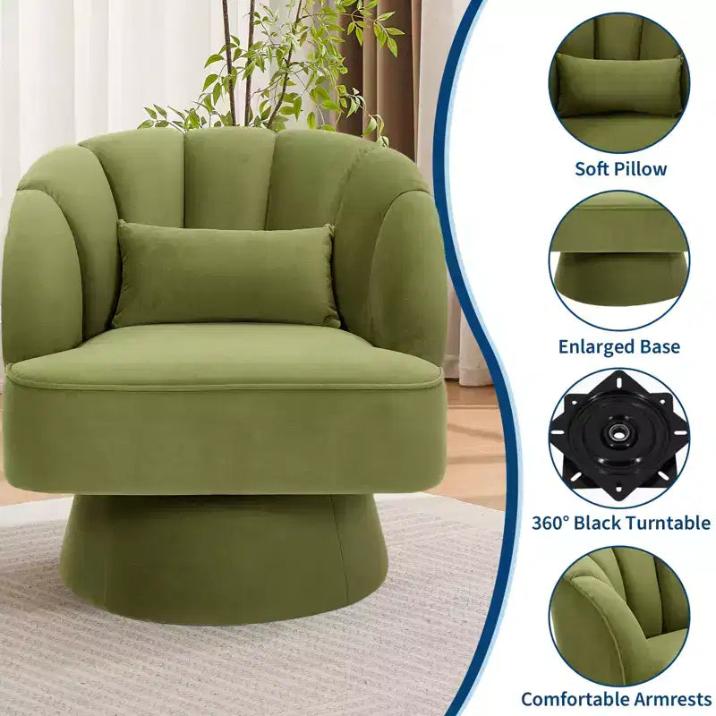Sillón giratorio individual de forro polar marrón, rotación 360°