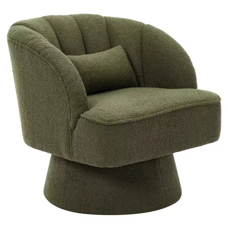 Sillón giratorio individual de forro polar marrón, rotación 360°