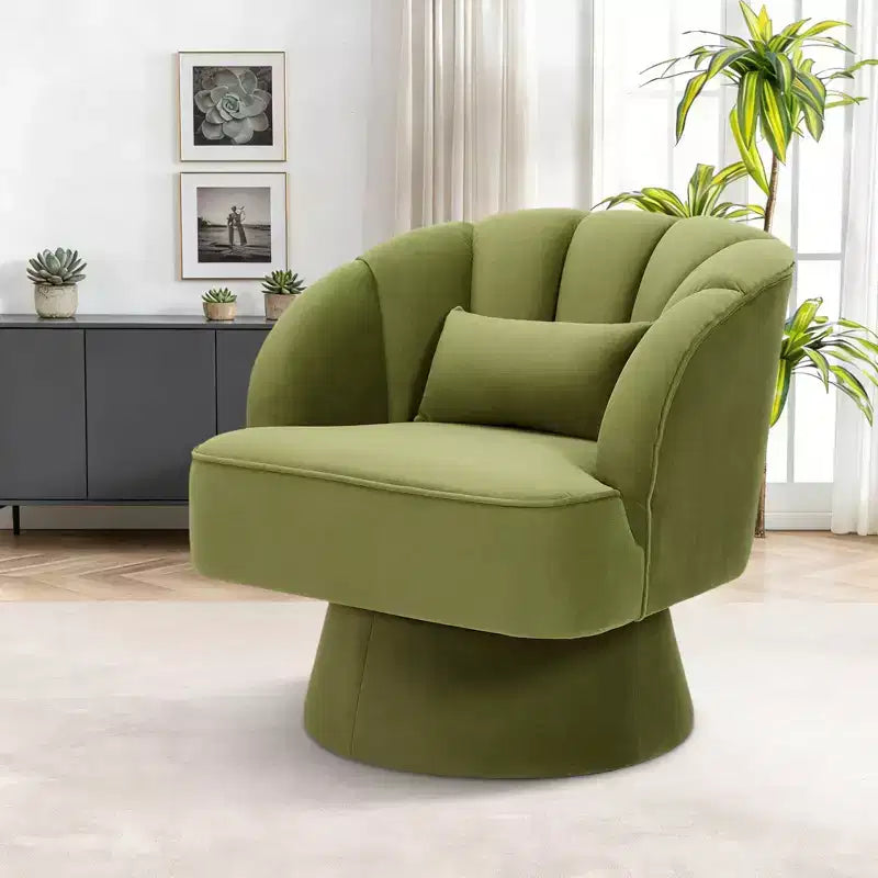 Sillón giratorio individual de forro polar marrón, rotación 360°
