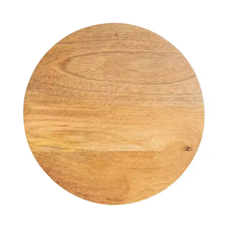 Mesa auxiliar de pedestal redonda de madera en marrón nogal/natural, individual