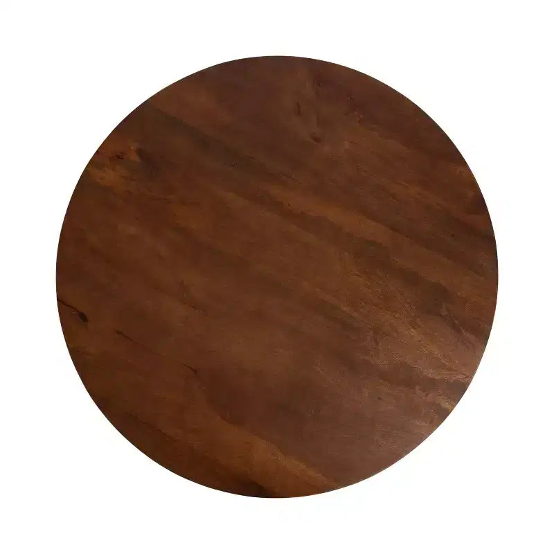 Mesa de centro redonda de madera maciza de 2 niveles Nogal natural/Marrón