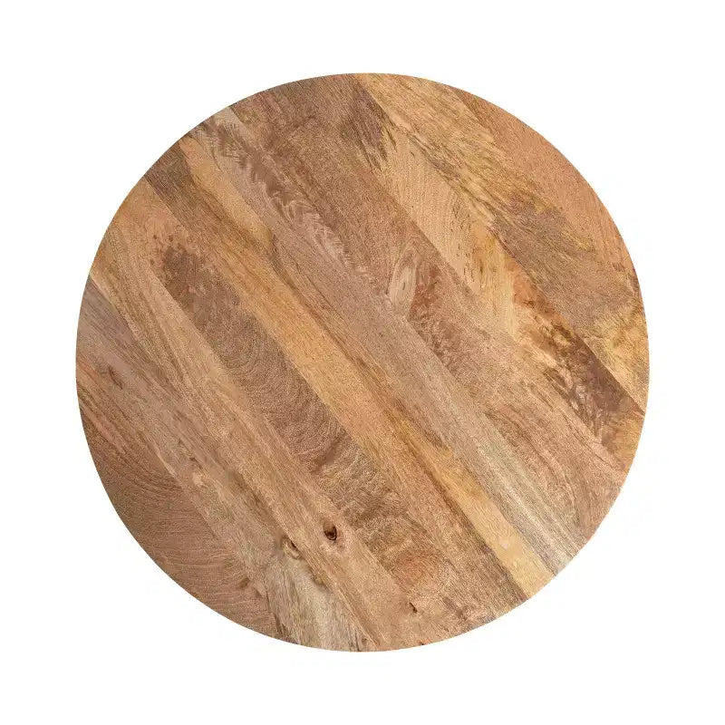 Mesa de centro redonda de madera maciza de 2 niveles Nogal natural/Marrón